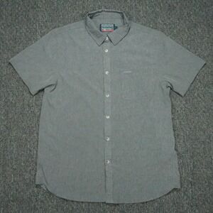 Burlebo Shirt Mens Large Gray Performance Short Sleeve Button Hiking Outdoors